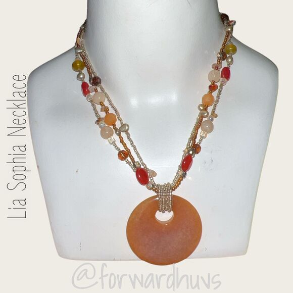 Lia Sophia Large Pendant Beaded Necklace - Picture 1 of 7